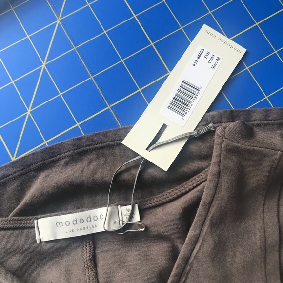 Mododoc Crossover Front Knit Dress Stone Faux Wrap - Picture 3 of 3